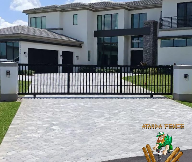 Custom Aluminum Automatic Drive Gate – Aluminum Fence Installation – Mechanical Aluminum Fence Installation – Broward County, FL Fence Installation