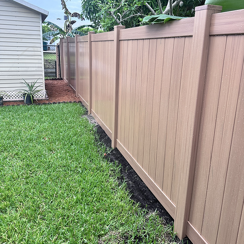 Cypress Wood Grain PVC Privacy Fence in Lauderhill