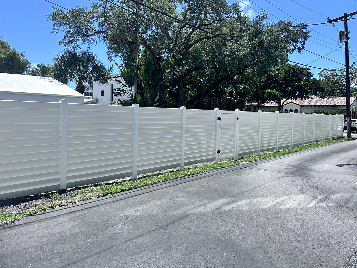 Louvered PVC Fence at a Business in Fort Lauderdale