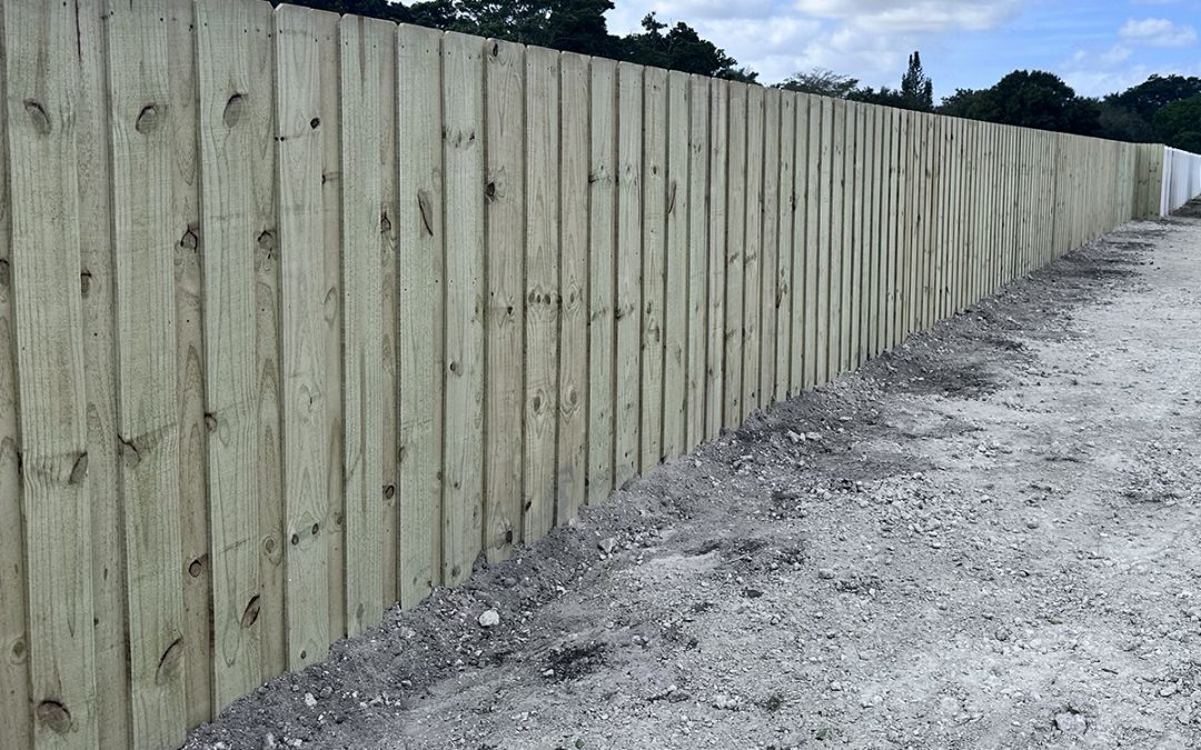 Board on Board Wood Fence at Commercial Property in Southwest Ranches