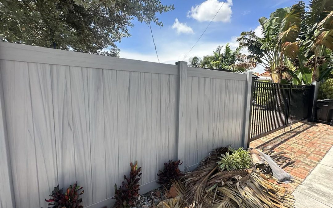 Coastal Cedar PVC Privacy Fence with Custom Aluminum Swing Gates in Fort Lauderdale
