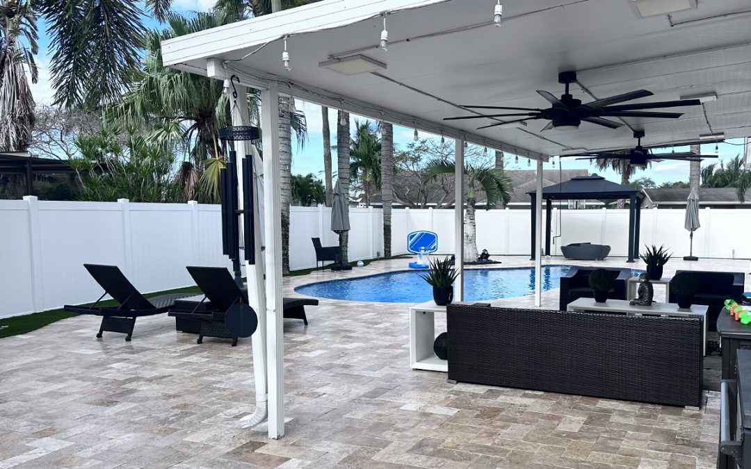 White PVC Privacy Pool Fence in Pembroke Pines