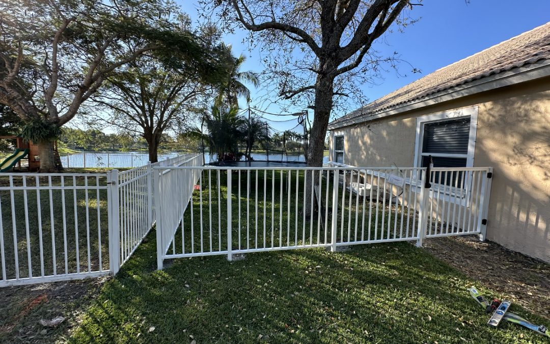 White CF10 style aluminum fence in Pembroke Pines